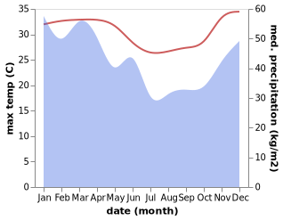 temperature and rainfall during the year in Narang