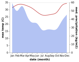 temperature and rainfall during the year in Seba