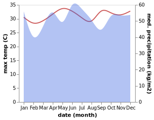 temperature and rainfall during the year in Essang