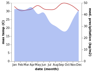 temperature and rainfall during the year in Kenali