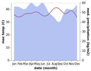 temperature and rainfall during the year in Mandahara