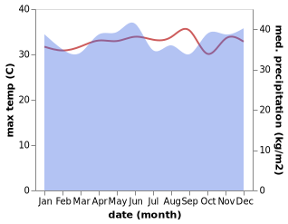 temperature and rainfall during the year in Muara