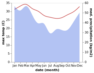 temperature and rainfall during the year in Jorowaru Daya