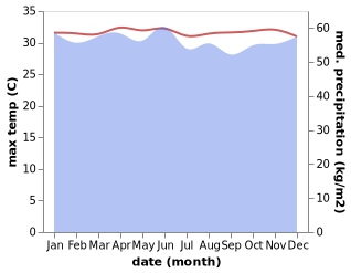 temperature and rainfall during the year in Sarmi