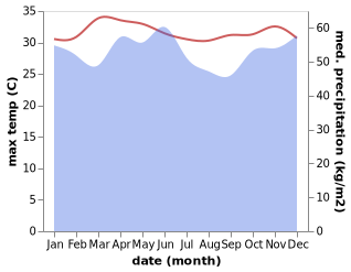 temperature and rainfall during the year in Tebing