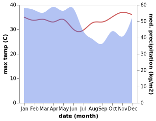 temperature and rainfall during the year in Kendari