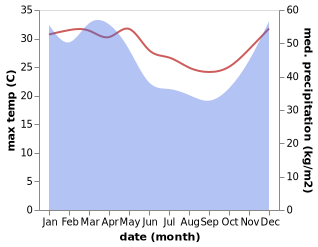 temperature and rainfall during the year in Ciracap