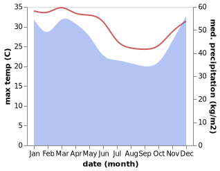 temperature and rainfall during the year in Leles