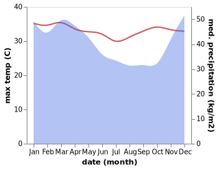 temperature and rainfall during the year in Rancabuaya