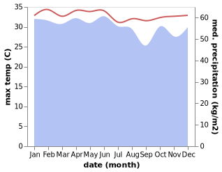 temperature and rainfall during the year in Babo