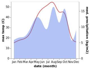 temperature and rainfall during the year in Kerend-e Gharb