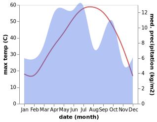 temperature and rainfall during the year in Birjand