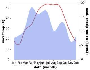 temperature and rainfall during the year in Taybad