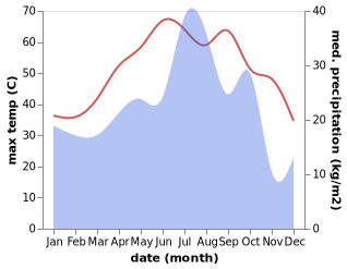 temperature and rainfall during the year in Rasak