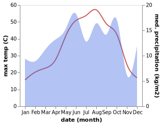 temperature and rainfall during the year in Sinah