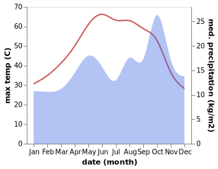 temperature and rainfall during the year in Al Chabaysh