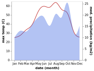 temperature and rainfall during the year in Baqubah