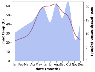 temperature and rainfall during the year in Ar Riyad