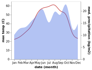 temperature and rainfall during the year in Al 'Awja