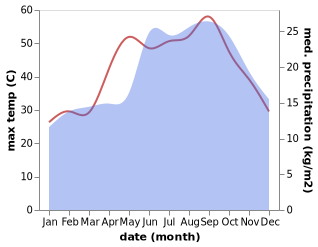 temperature and rainfall during the year in Afiqim