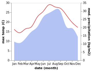 temperature and rainfall during the year in Sannicandro Garganico