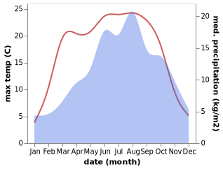 temperature and rainfall during the year in Vico