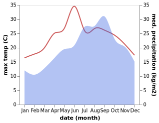 temperature and rainfall during the year in Caltabellotta