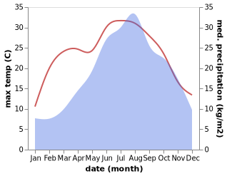 temperature and rainfall during the year in Avio