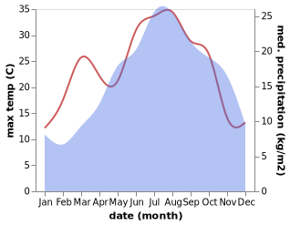 temperature and rainfall during the year in Ronta