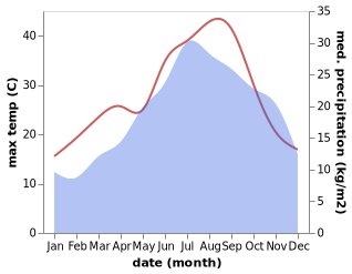 temperature and rainfall during the year in Scansano