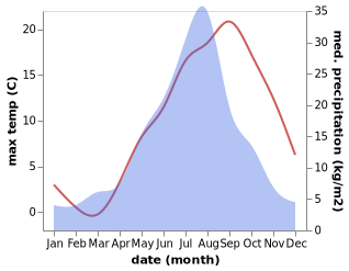 temperature and rainfall during the year in Nemuro