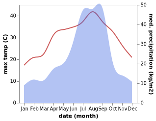 temperature and rainfall during the year in Okawa