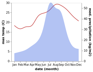 temperature and rainfall during the year in Kosai