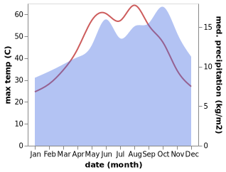 temperature and rainfall during the year in Azraq ash Shishan