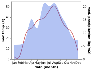 temperature and rainfall during the year in Esik