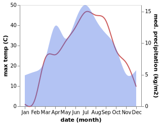 temperature and rainfall during the year in Novonikolayevka