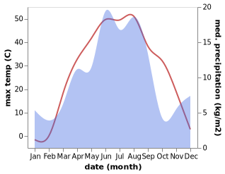 temperature and rainfall during the year in Shashubay