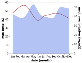 temperature and rainfall during the year in Hola