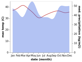 temperature and rainfall during the year in Kinango