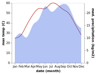 temperature and rainfall during the year in Al Jaghbub