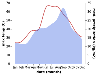 temperature and rainfall during the year in Zlitan