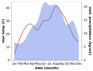 temperature and rainfall during the year in Arangel