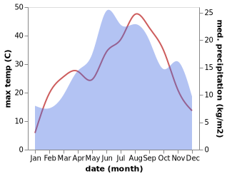 temperature and rainfall during the year in Buzalkovo