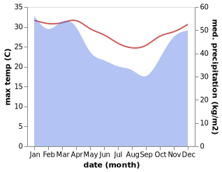 temperature and rainfall during the year in Mananara Avaratra