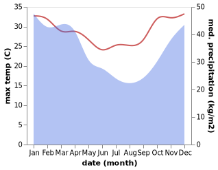 temperature and rainfall during the year in Vavatenina