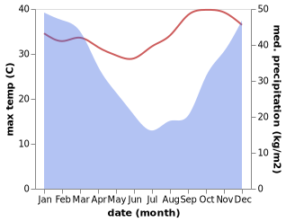 temperature and rainfall during the year in Salima