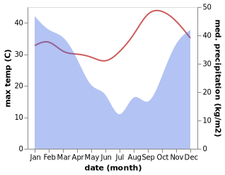 temperature and rainfall during the year in Neno