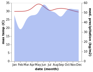 temperature and rainfall during the year in Kota Belud