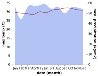 temperature and rainfall during the year in Jabor