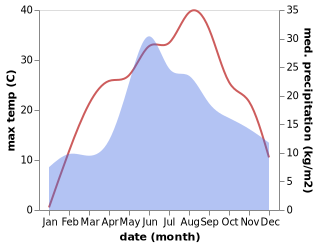 temperature and rainfall during the year in Otaci